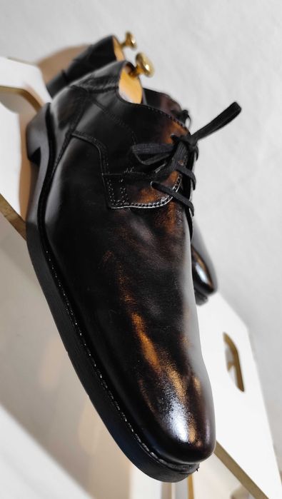 Pantofi derby 44.5 45 plain toe Bugatti piele naturala moale