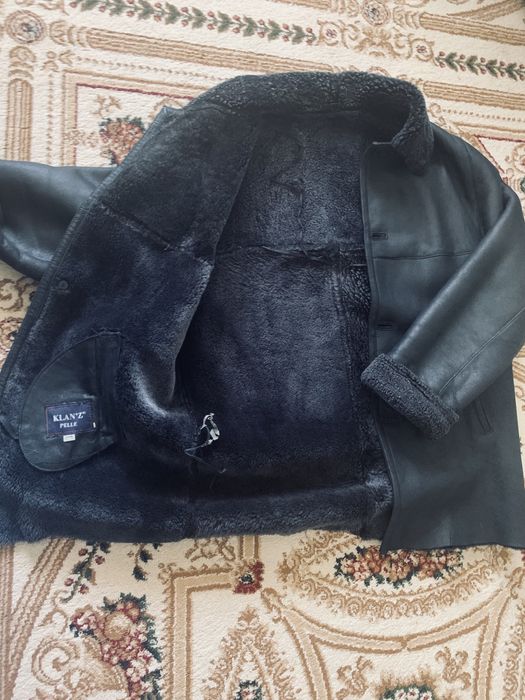 Кожаная теплая дубленка