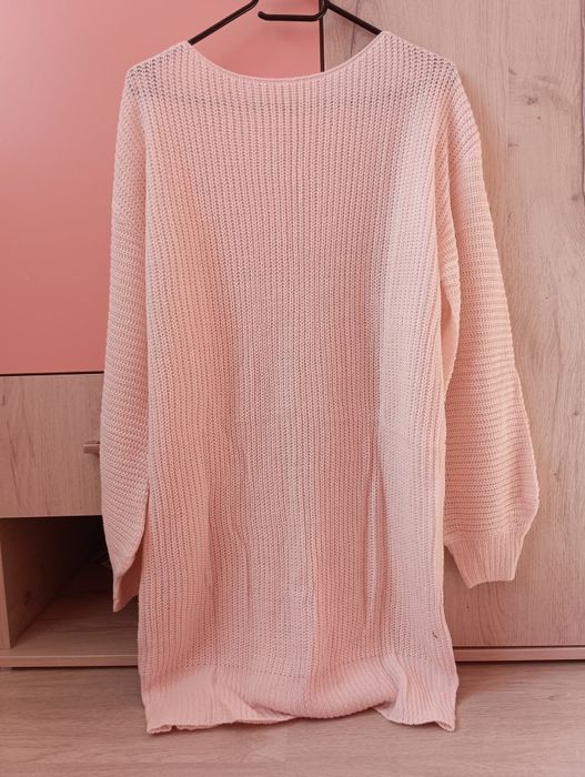 Едноцветна ежедневна свободна плетена пуловерна рокля.
