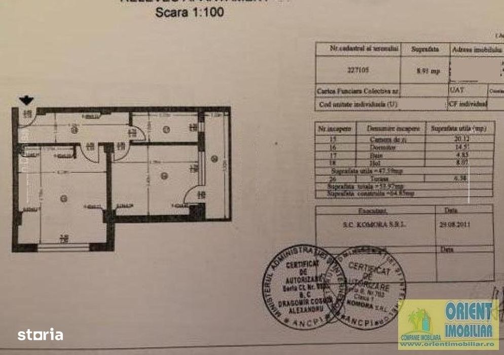 Energia, de vanzare apartament 2 camere, decomandat, 54mp