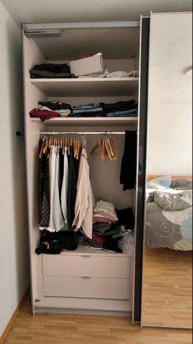 Dressing/Dulap 374/238/66 cu 4 usi culisante sticla gri/oglinda