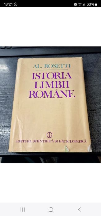 Carte Istoria Limbii Romane - Al. Rosetti, ed. Stiintifica si Enciclop