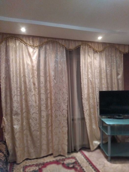 Портьера и тюль на большое окно