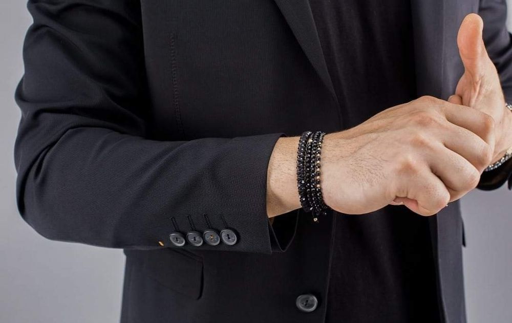 Bratari unisex reglabile aur 14k și onix fatetat, Italia