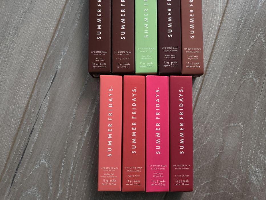 Summer Fridays, Rhode blush, Fenty gloss bomb, Elf Lip balm