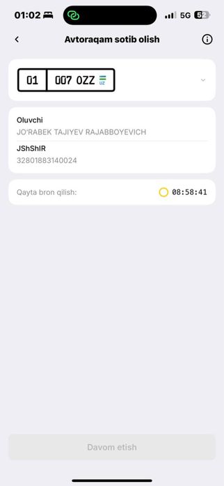 Avtoraqam xizmati auksion nomer olib beramiz sugurta tonirovkayam bor