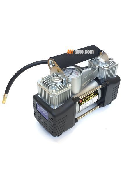 Компресор За Помпане На Гуми Двубутален Двуцилиндров Метален 12V 30A с