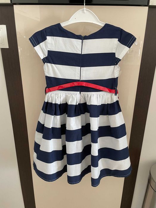 Рокля в бяло и синьо райе за момиче на Minoti/Миноти, размер 92-98 см.