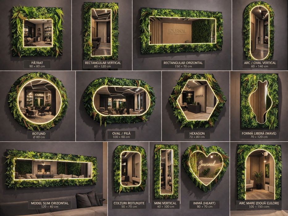 Panou decorativ Green Wall cu oglindă LED