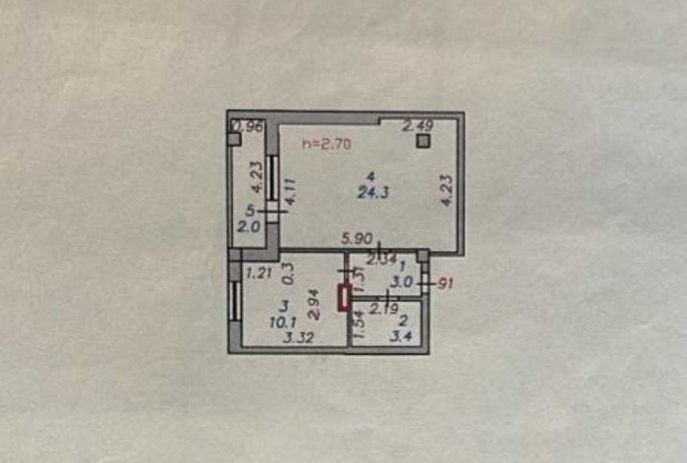 2-комнатная квартира · 42.8 м²