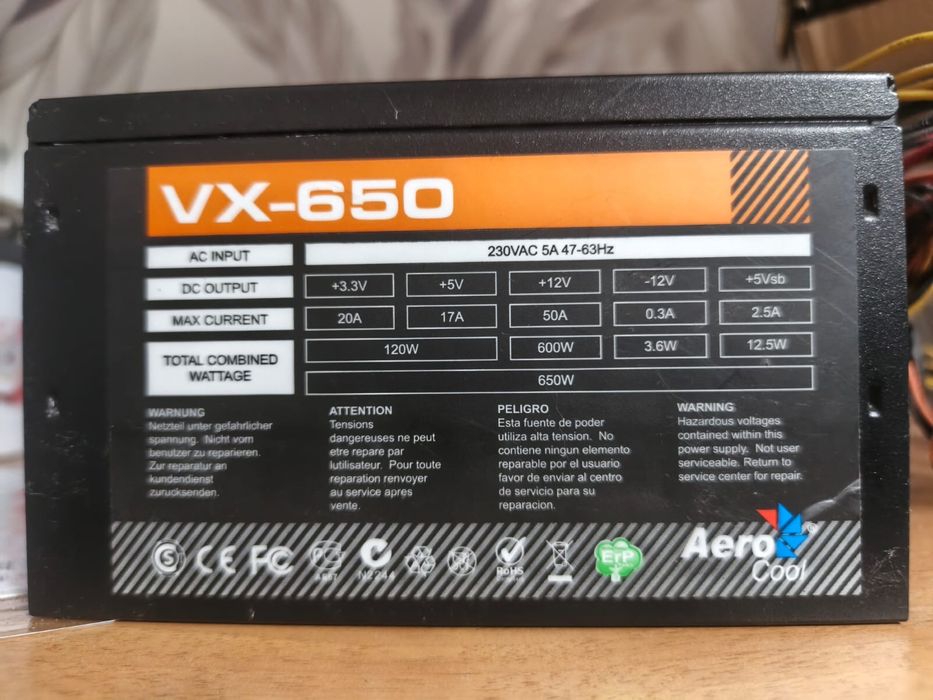 Продам Блок питания AeroCool Plus VX-650.