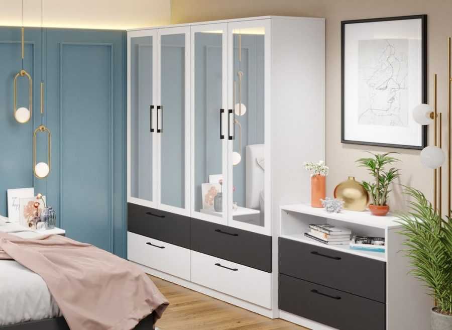 Dulap Benjamin Gri / Alb – C164/06 cu oglinda