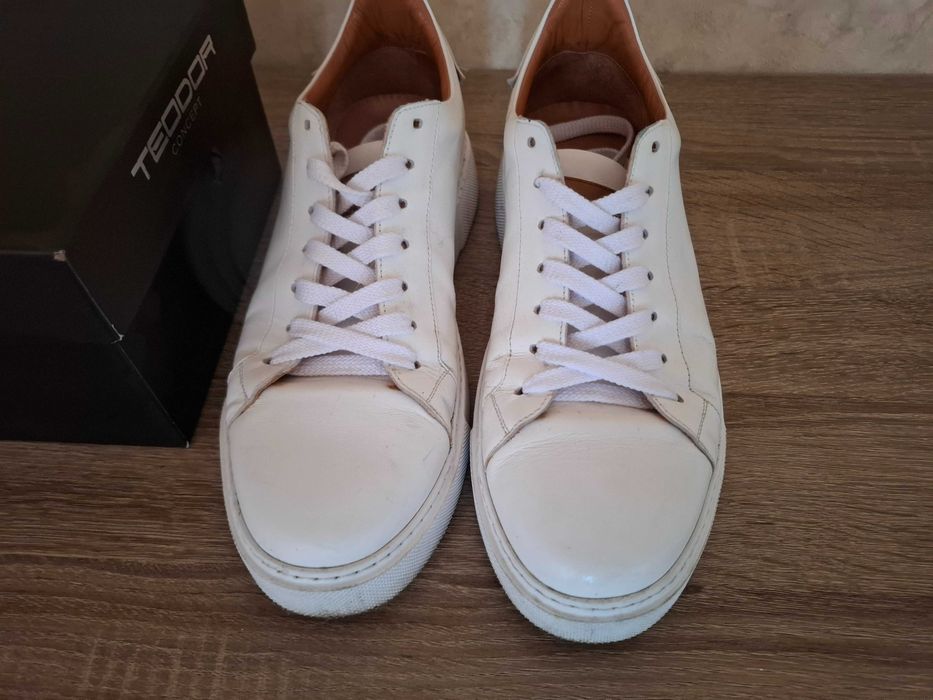 Бели кецове TEODOR 43 - Естествена кожа