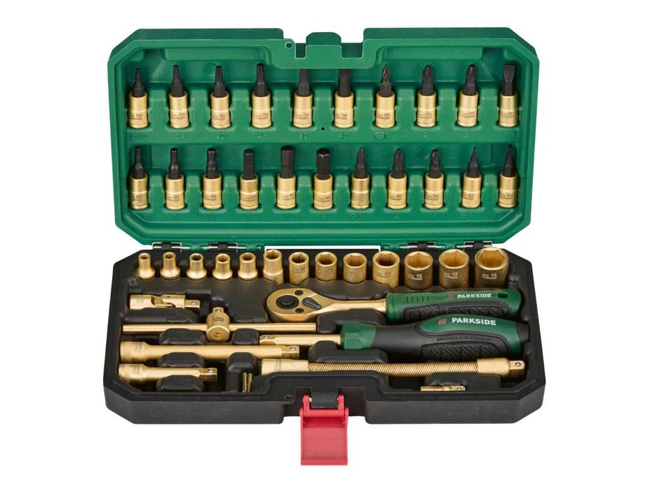 Set biti si chei tubulare de 1/4" - 46 de piese, PREMIUM, otel inalt aliat, supercalitate, editie limitata - bituri aurii, nou, sigilat, din Germania