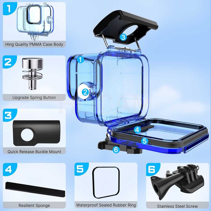 Водоустойчив корпус GARV Color Series за GoPro Hero 9/10/11/12/13, 60m