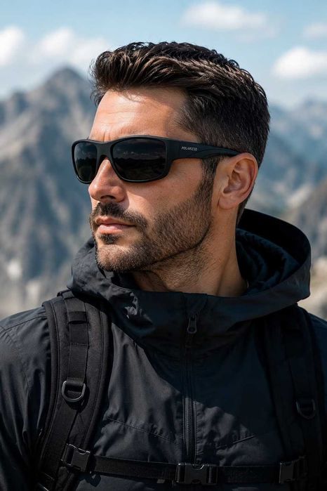 Ochelari de soare polarizati UV400 barbati sport Wraparound, TR90 ultrausor, lentile fumurii anti-reflex, pentru condus, pescuit, ciclism