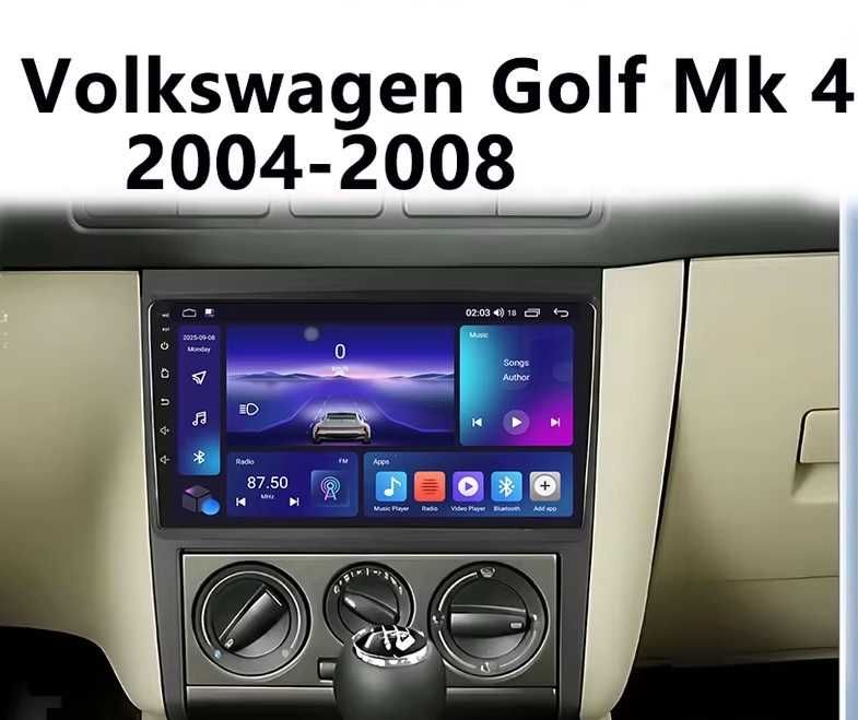 Мултимедия за Volkswagen Golf 4, MK 4 IV, VW,Jetta MK4 Bora, Навигация, Carplay, Waze, Android Auto, 2002-2008 година