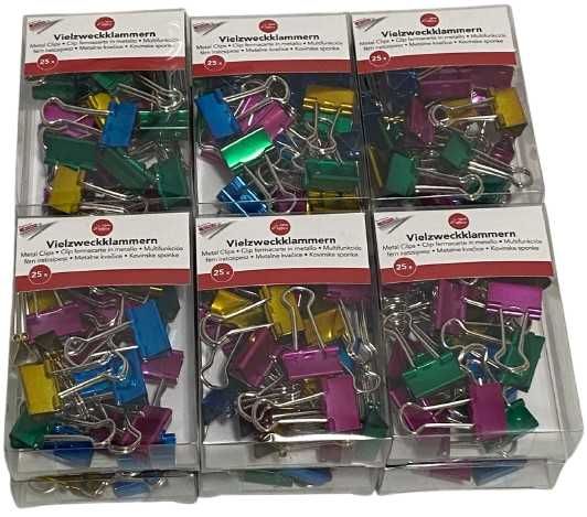 Clips Hartie 19 mm, 12 seturi x 25buc, 300buc, Color, cutie plastic
