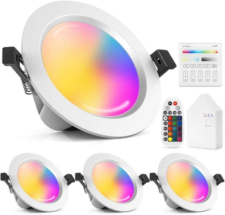 Set 4 Spoturi LED încastrate WiFi 15W 1200LM RGBCW,Bluetooth,Smart