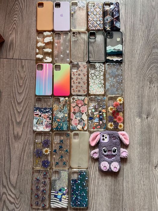 iPhone 11 + кутия + 27 кейса
