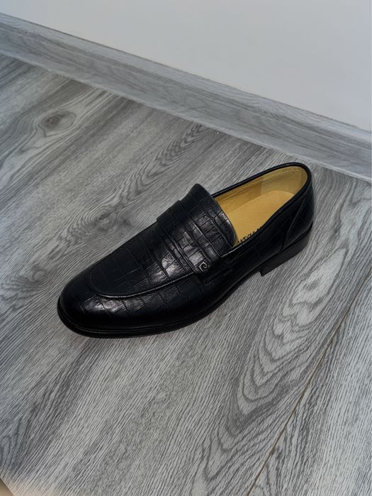 Мужские кожаные туфли Demirxan, черные, под крокодила + коробка