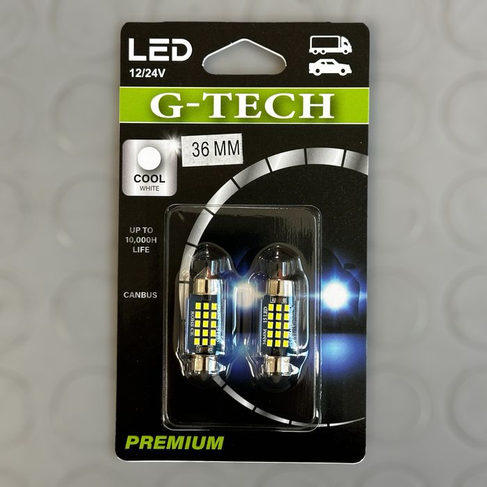 2 БРОЯ LED Диодни сулфидни крушки G-TECH 37 мм за Плафон Номер Кабина