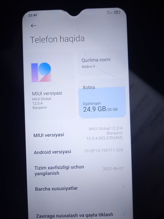 Redmi 9 prime pamyati 32  tali