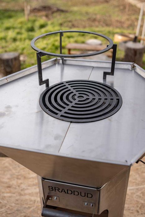 Gratar  plita inox + grill otel / carbon