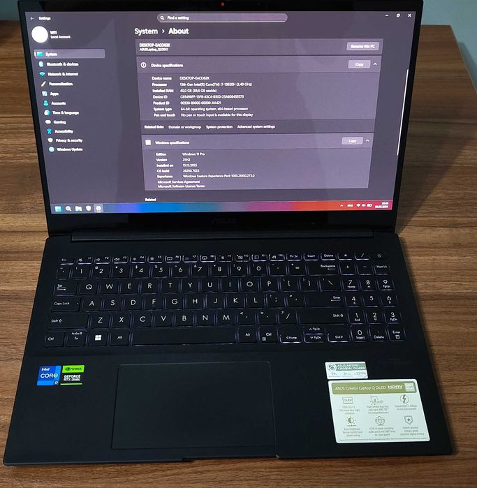 Asus creator i7 13620H 40GB RAM 2TB SSD RTX 3050 6GB