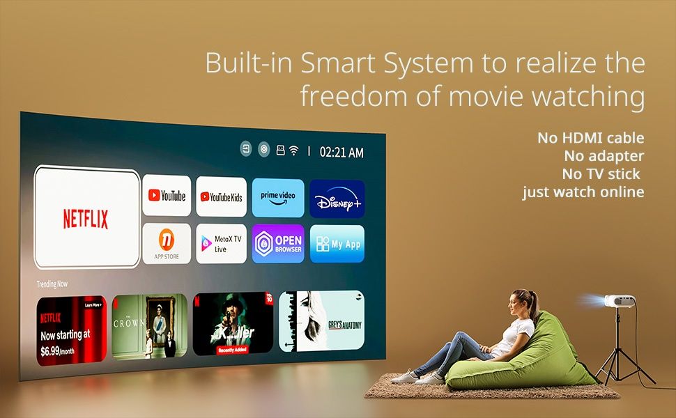 4K WiFi6 YOTON Y9 смарт видео проектор за домашно кино