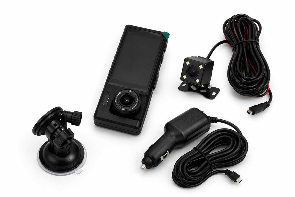 Cameră Auto Dash Cam Full HD + Camera Spate – Ecran LCD – Înregistrare în Buclă