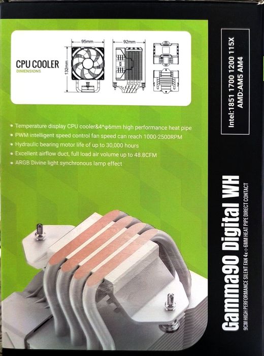 Yangi GameMax Gamma90 Digital WH CPU Kuller – Zamonaviy va Kuchli!