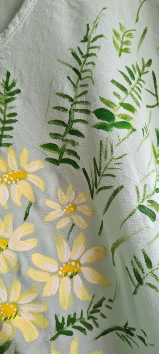 Bluza unicat cu pictura florala,culori textile