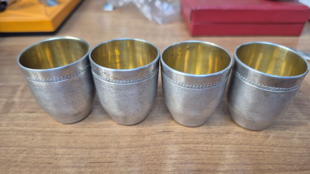 Винтажные рюмки СССР посеребрение позолота внутри набор 4 шт