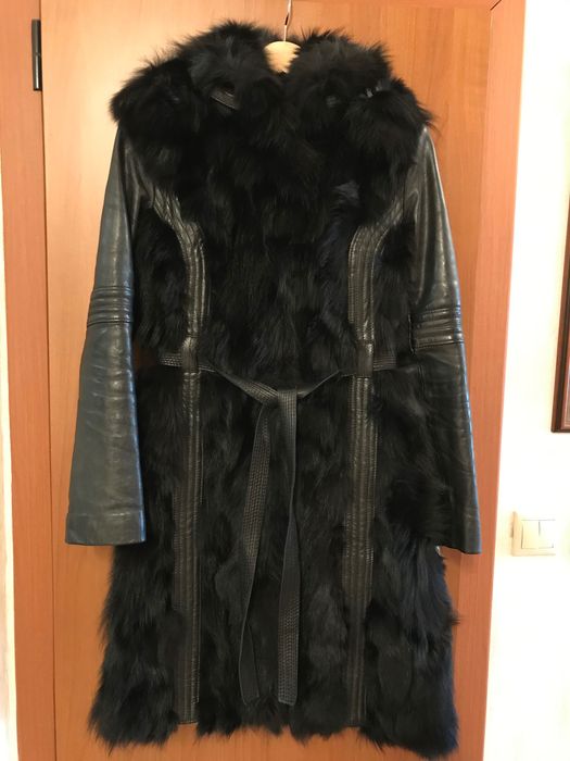 Черно кожено палто ROCKEDS