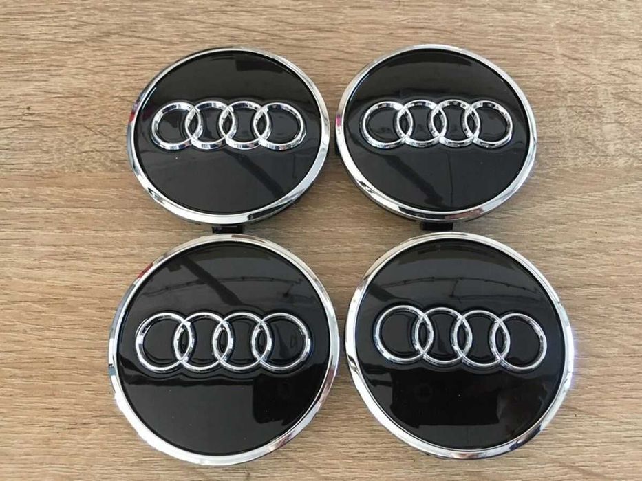 Set 4 Embleme Capace Jante Roti Audi 61mm Negru/Gri/Crom cod 4M0601170