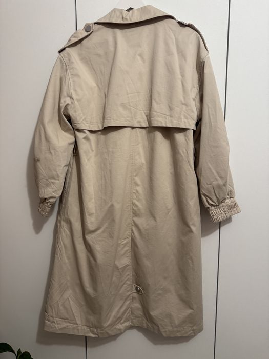 Trench de primavara bej camel cu maneci bufante midi Zara marimea S