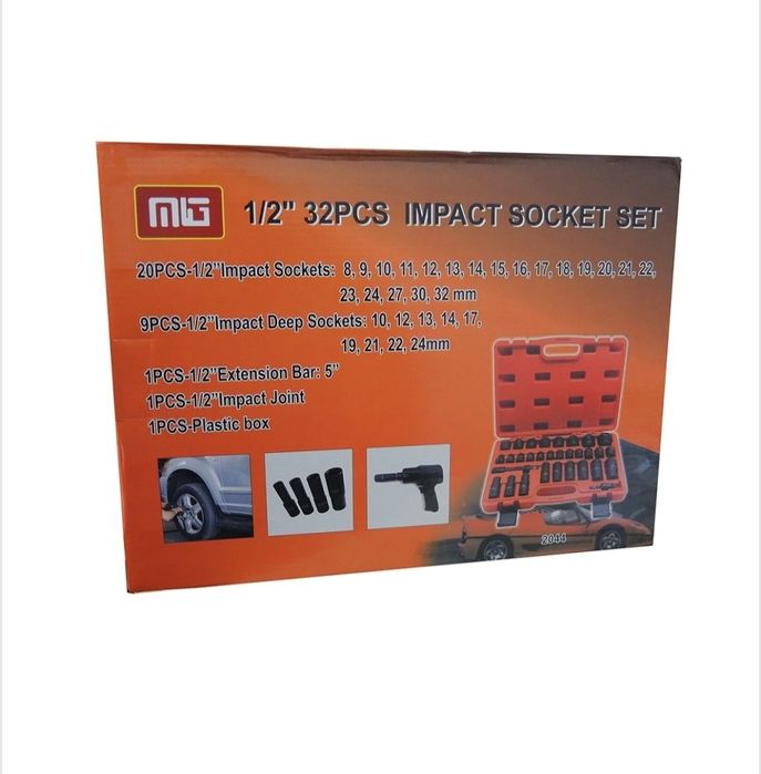 Trusa chei tubulare de impact lungi si scurte 32 piese 1/2"