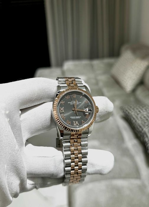 rolex datejust 36mm сребро злато