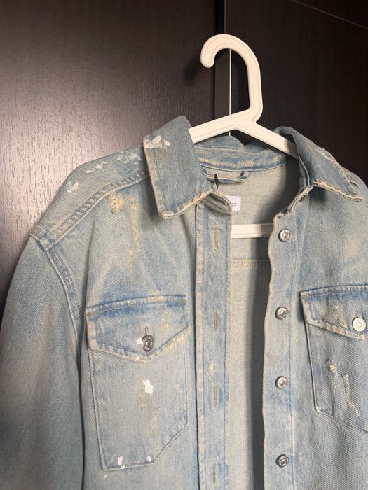 Дълга дънкова риза с избелял ефект Zara