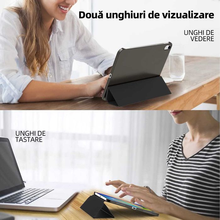Husă de protecție pentru iPad 11″ (generația 11, 2025 – A16) și iPad 10,9″ (generația 10, 2022), cu suport pliabil, spate ultra-subțire