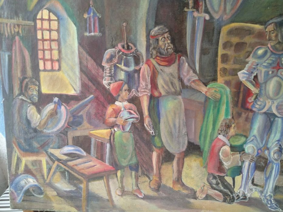 Продавам антикварна картина Средновековни крепостни мотиви 3