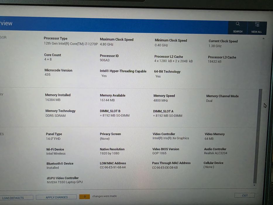 Dell Precision 3470 / i7-1270p / 16 GB DDR5 / NVIDIA T550 / 512 SSD
