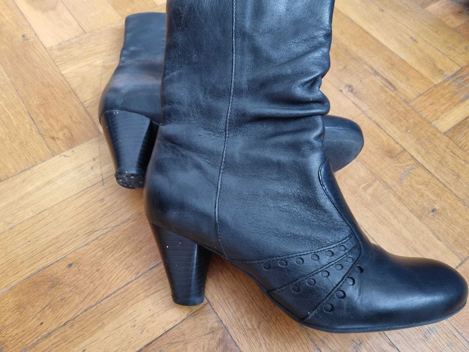 Дамски черни кожени боти Кларкс Clarks