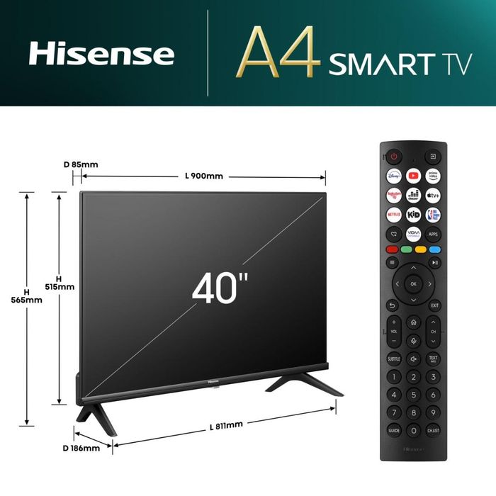 TV Hisense 40A4N – 40” (101 cm) – Ca nou!