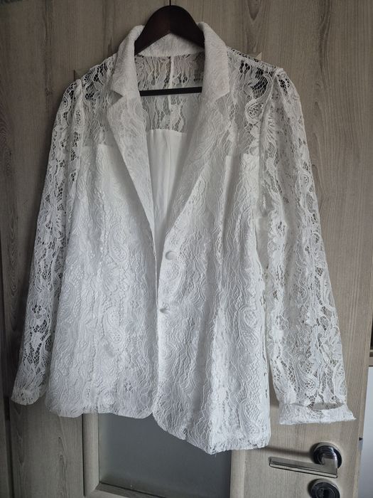 Дантелено сако, бяло , Xl,XXL