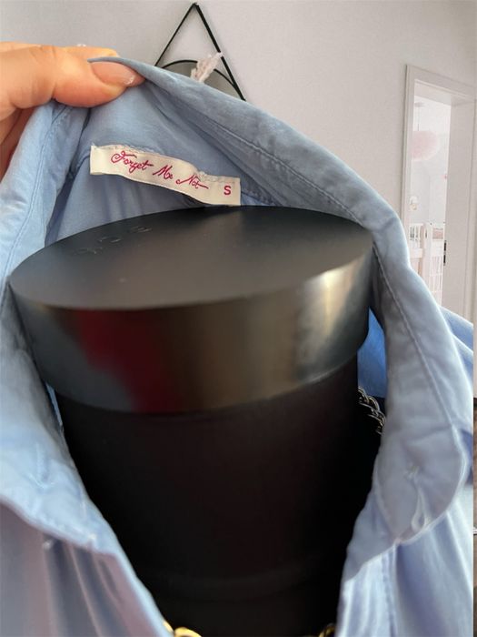 Camasa slim fit albastra cu trandafir XS