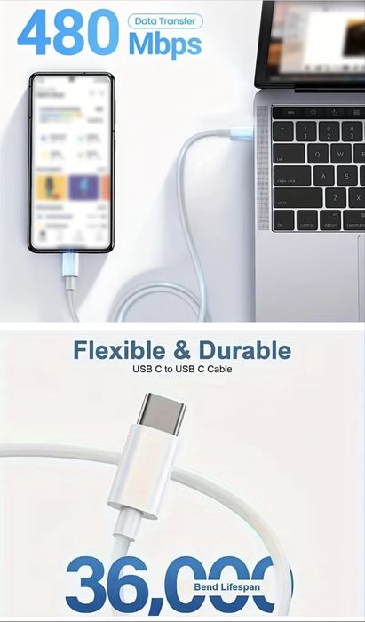 Кабели за бързо зареждане USB-C към USB-C 6A с максимална съвместимост