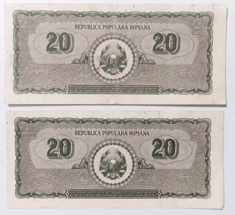 2 Bancnote 20 LEI 1950 - Republica Populară Română BNR