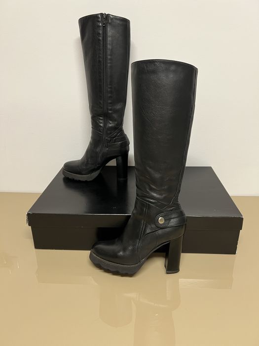 Cizme lungi, din piele, negre, Enzo Bertini